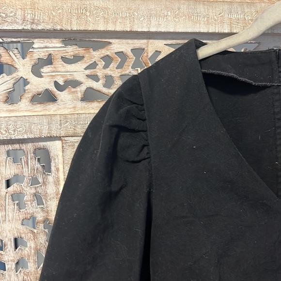 Raw Hem Long Sleeve Dress Black with Zipper back and sleeves. Size Small - Picture 5 of 8